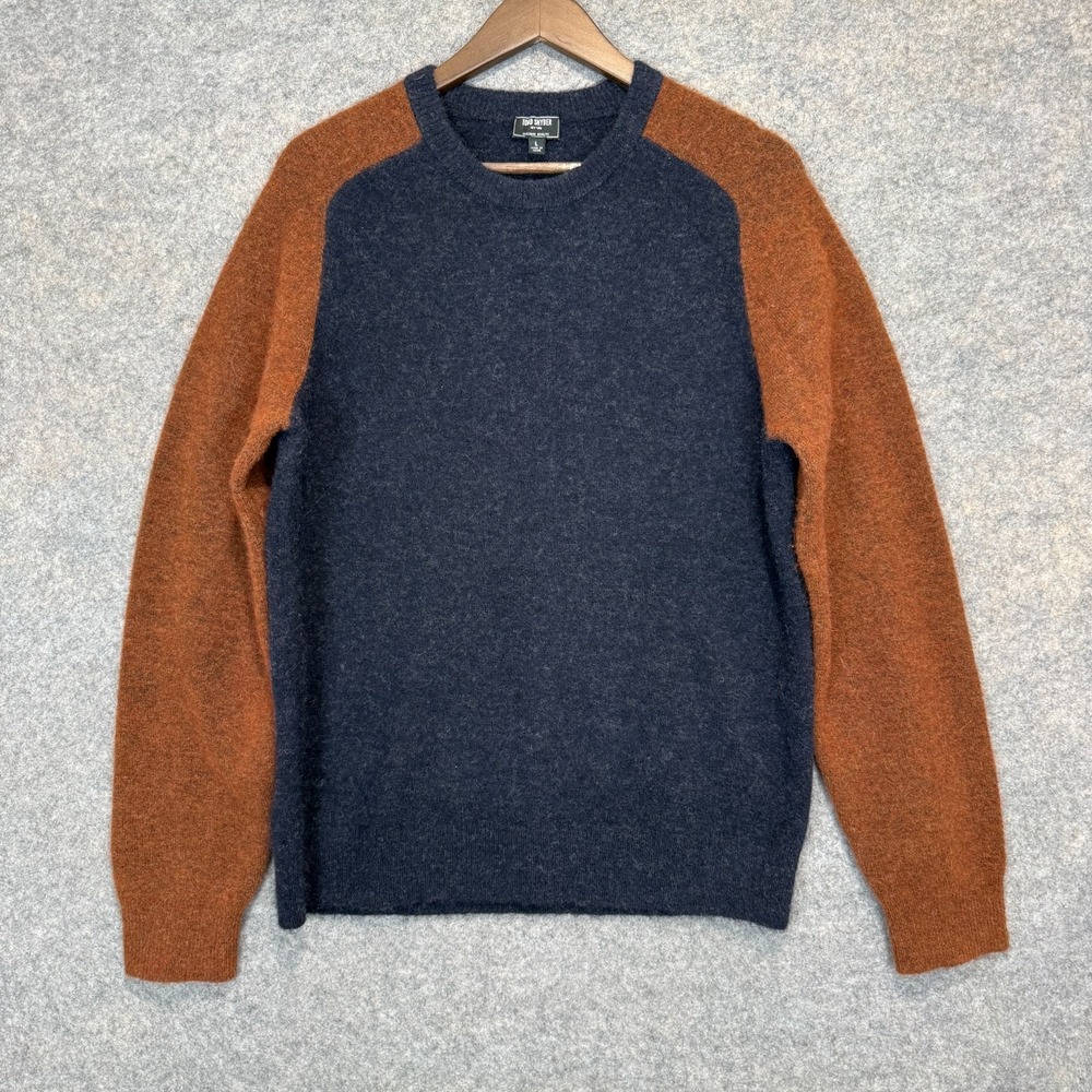 Todd Synder Alpaca Wool Blend Sweater Mens Large Blue Orange Colorblock Soft